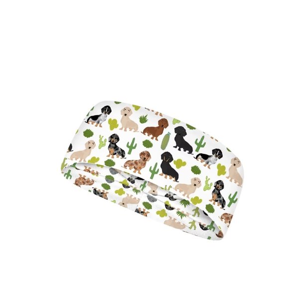 NDISTIN Dachshund Headband Beanie Cap Cooling Sweatbands Drawstring Hairband Tie Back Turban Hat, 1 Pack