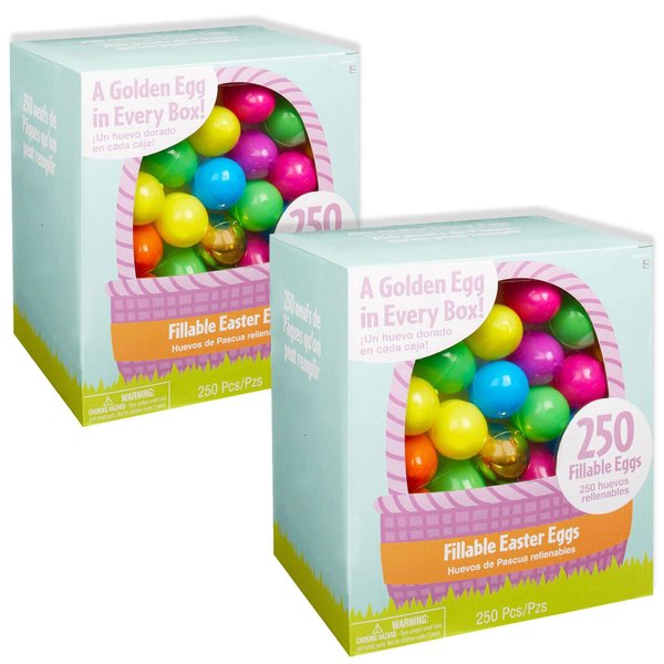 Party City Multi-Colored Fillable Plastic Easter Eggs with Hinge, 500 Bulk Count - Blue, Green, Orange, Pink, Purple, Yellow & Metallic Gold Colorful Eggs for Filling with Treats, Candy & Gifts