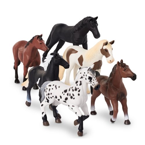 Terra by Battat – 6 Pcs 6" Horse Figurines – Horse Toy Set – Realistic Plastic Animal Figurines – Collectible Horse Gift for Kids 3+ – Party Decorations