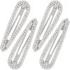 HINZIC 4Pcs 2.4Inch Rhinestone Hair Clips Silver Snap Hair Barrettes Water Drop Wedding Prom Engagement Dance Party Hair Pins Decorative Hair Pins Accessories for Women Teen Girls Bridal