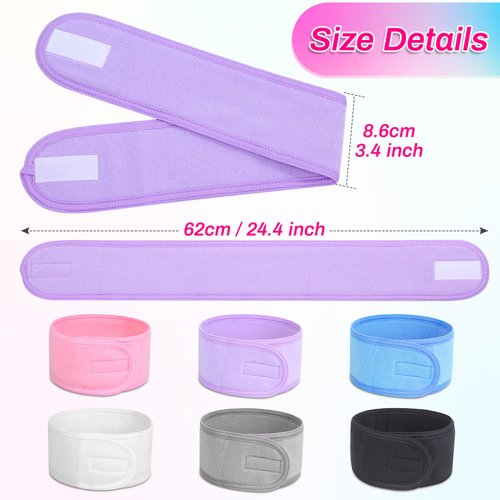Sublaga Spa Headband Hair Wrap, Sweat Headband Head Wrap Hair Towel Wrap Non-slip Stretchable Washable Makeup Headband for Face Wash (6pcs colorful)