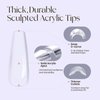 Five Angeles Tipex Gel Nail Tips Kit,Full Cover Long Coffin Pre-building Acrylic Nail Set Deep C Curve for Flat Nail,120pcs Clear Press On Nail Tips+Solid Nail Glue+Nail Lamp+Base Gel