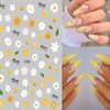 6 Sheets Flower Nail Art Sticker Decals, Charming Daisy Nail Stickers Spring Nail Decals for Nail Art Cute Floral Design Nail Supplies Elegant Self Adhesive Nail Art Decals for Women Nail Decoration