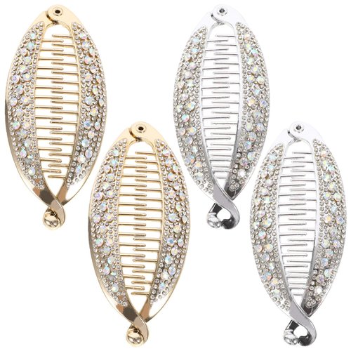 Classic Hair Banana Clips 4pcs Banana Hair Clips Vintage Clincher Combs Tool French Ponytail Holder Clip Comb For Women Girl French Banana Hair Clips