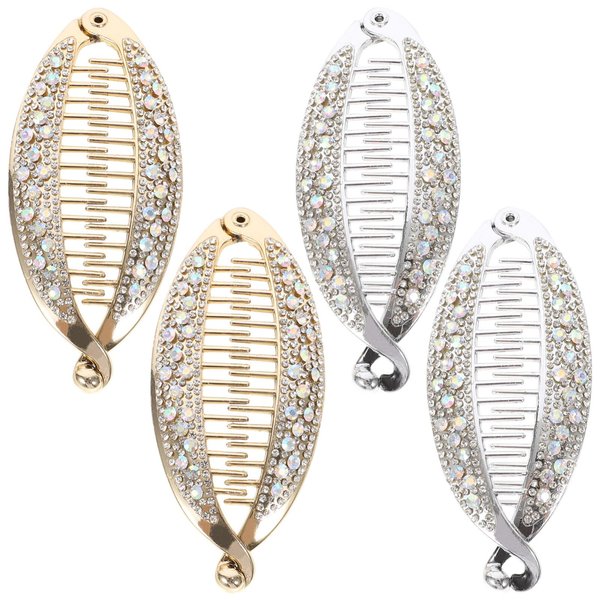 Classic Hair Banana Clips 4pcs Banana Hair Clips Vintage Clincher Combs Tool French Ponytail Holder Clip Comb For Women Girl French Banana Hair Clips