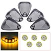 KOMAS 5pcs Smoked Cab Marker Roof Running Light,Smoke Cover Lens + 5x T10 6-3020-SMD Amber LED Bulb for 1999-2016 Ford F150 F250 F350 F450 F550 E150 E250 E350 E450 E550
