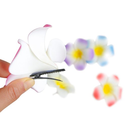 10 Pcs Hawaiian Plumeria Flower Hair Clips Beach Foam Flower Hair Clip Bohemia Hair Barrette Hairpins Hawaii Headpieces for Wedding Party 7cm