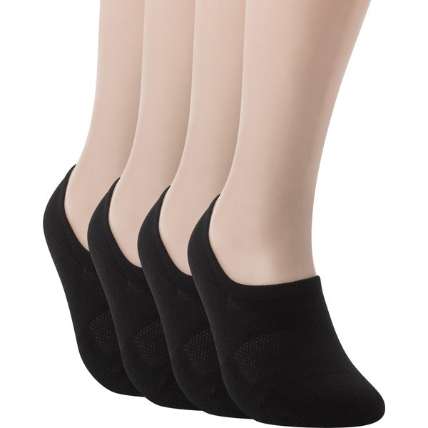 Pro Mountain No Show Socks Size M Black 4 Pack Women Cotton Cushion Footies Liner Sneakers Workout Loafer Footies Flats US Shoe 8-10