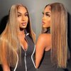 ALLRUN Highlight Lace Front Wig Human Hair 13x6 Highlight Wigs Human Hair Straight P4/27 Highlight Ombre Human Hair Honey Blonde Wig Hd Lace Front Wigs Pre-Plucked With Baby Hair 20 Inch