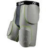 TAG Youth 5-Pad Integrated Girdle - Moisture-Wicking Compression Girdle for Football - Cup Pocket - Sewn-in Hip, Tail, and Thigh Pads - Grey with Black Elastic Waistband - Medium