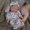 Newtotlove 7" Mini Silicone Baby, Reborn Baby Dolls Silicone Full Body Girl, Realistic Newborn Baby Doll Real Life Miniature Baby Doll with Feeding Accessories & Gift Box
