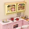 iLAND Wooden Dollhouse Furniture 1/12 Scale, Miniature Wall Cabinet 2pcs fit Dollhouse Kitchen, Livingroom, Diningroom or Bathroom (Natural Color 2pcs)