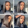 ALHER Short Bob Wig Small Cap Lace Front Wigs Human Hair Pre Plucked Straight, 13X4 Transparent Frontal Wigs 180% Density for Black Women, Small Cap Size 21-21.5 Natural Black 14 Inch
