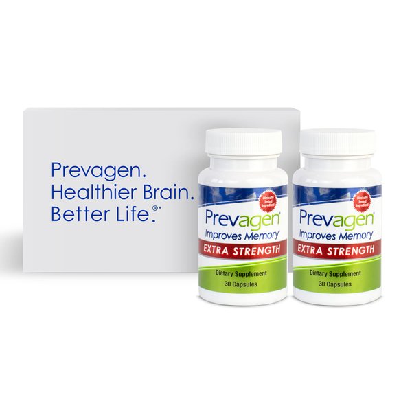 Prevagen Improves Memory - Extra Strength 20mg, 30 Capsules |2 Pack| with Apoaequorin & Vitamin D with Attractive and Stackable Storage Box | Brain Supplement for Better Brain Health