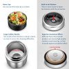 Alxeme Food Jar Insulated Lunch Container Bento Box for Cold Hot Food 27oz Food Flask Wide Mouth Stainless Steel Vacuum Lunch Box for Kids Adult with Spoon Flexible Handle Leak Proof – Silver