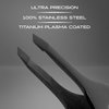 BRV MEN Wide Grip Slant Tweezers - Titanium Coated Stainless Steel - Perfectly Aligned Slanted Tips for Ultra Precision - Professional Tweezers for Eyebrows and Nose/Ear/Facial Hair - (Black)