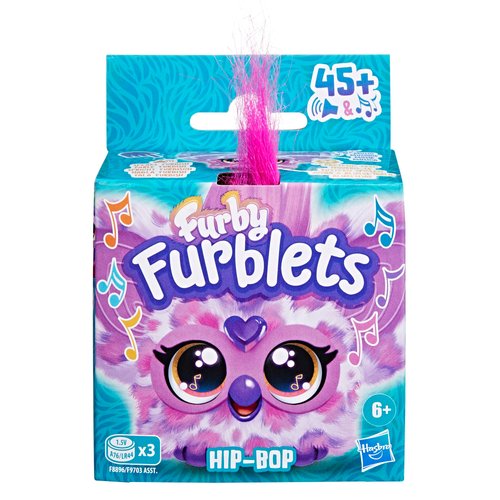 Furby Furblets Hip-Bop Mini Friend, 45+ Sounds, Hip Hop Music & Furbish Phrases, Electronic Plush Toys, Pink & Purple, Kids Easter Basket Stuffers or Gifts, Ages 6+