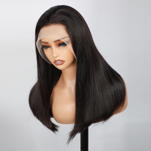 220 Density Bob Wig Human Hair 13x4 Hd Lace Front Wigs Human Hair Bone Straight Human Hair Wig Blunt Cut Bob Wig Human Hair 100% Unprocessed Virgin Glueless Pre Cut Lace Pre Bleached Tiny Knots 16inch