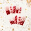 Gold Finger 24 Pcs Holiday French Tip Square Coffin Oval Press On Nails - Christmas Glitter Winter Seasonal Snowflake X-mas Glue On Nails (SANTA'S HO HO)