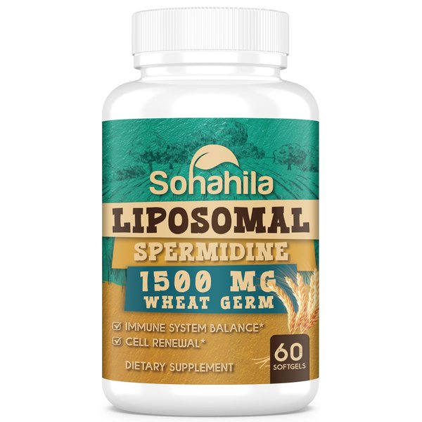 Spermidine Supplement 15 MG - 99% Purity, High Absorption, 1500 mg Fermented Wheat Germ Extract with Zinc & Thiamin, Spermidine for Men & Women - Cellular Renewal, Aging Defense, Energy, 60 Softgels