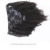 Afro Kinky Curly Clip in Human Remy Hair Extensions Brazilian Curly Clips Hair Extensions 4B 4C 8A Virgin Thick Natural Black Color Clip on For Black Women 10-22 inch (14 inch, AC #1B)