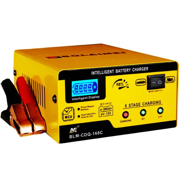 6V and 12V Car Battery Charger, 15A Smart Battery Trickle Charger Maintainer, Pulse Repair Deep Cycle Battery Charger Automotive Desulfator for Car Motorcycle Truck Boat Lawn Mower Lead Acid Batteries