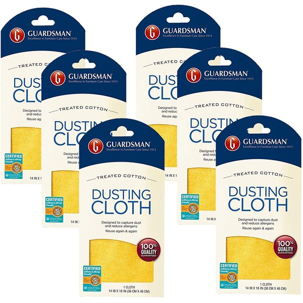 Guardsman Wood Furniture Dusting Cloths - 1 Pre-Treated Cloth - Captures 2X The Dust of a Regular Cloth, Specially Treated, No Sprays or Odors - 462100, Pack of 6