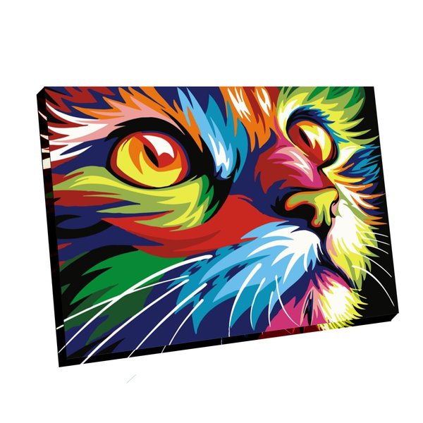Newsight Paint by Numbers for Adults & Kids & Beginners DIY Acrylic Painting Gift Kits (Framed Color Cat, 12" Wx16 L)