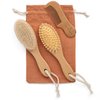 Natural Baby Hair Brush Set - Wooden Brushes and Comb with Boho Travel Bag for Girl or Boy - Soft Goat Hair Brush for Cradle Cap, Bamboo Toddler Hair Brush, Newborn Hairbrush for Scalp Grooming