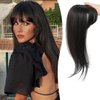 MORICHY Clip in Bangs 360° Bangs Hair Clip Fake Bangs with Long Layered Hair Clip on Bangs for Women Brown Black Bangs Clip in Hair Extensions Curved Bangs for Daily Use
