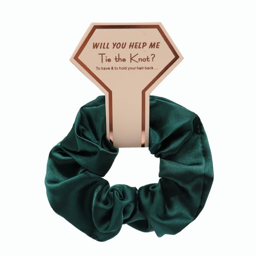 OWITER Satin Bridesmaid Scrunchies Bachelorette Hair Ties Set of 6 Bridal Shower No Damage Hairties ideas Gift for Wedding Party Favors Bridesmaid Proposal Gifts (dark green)