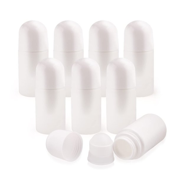BOSMIOW 8 Packs Roll On Deodorant Bottles 1.7oz/50ml Empty Deodorant Containers Plastic Rollerball Bottles Refillable Roller Container For Homemade Natural Deodorant
