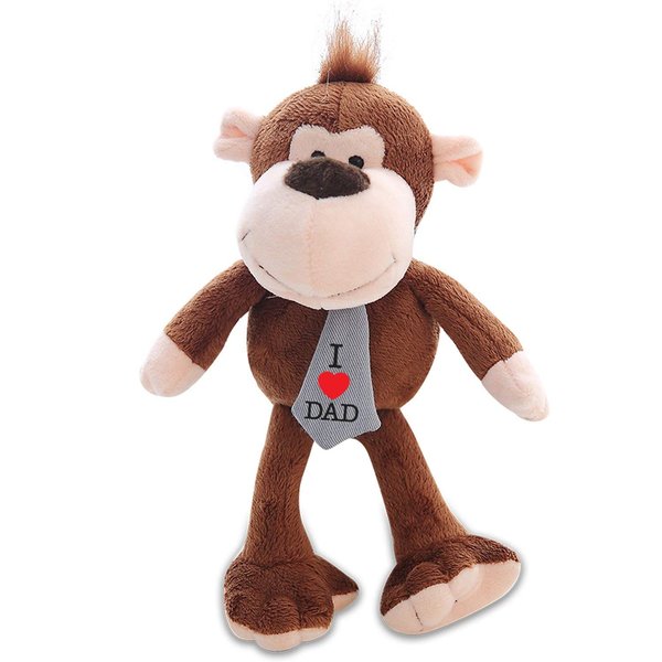 Plushland Adorably Plush Stuffed Animal Toy – Wearing Tie with Message On I Love DAD, Plush Animal Figure Toys for kids and Superb Gift for on Father’s Birthday (I Love Dad Monkey)