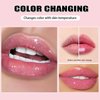 Magic Color Changing Lip Oil Temperature Change Lip Glow Oil Moisturizing Plumping Lip Gloss, No-Sticky Transparent Lip Care Tinted Lip Gloss Oil (03# Purple to Pink, 1 fl.oz)