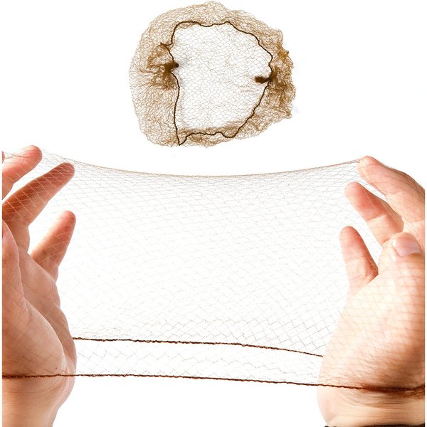 Hair Net 100Pcs 20Inch Packed Individually High Elastic Nylon Edge Invisible Hair Nets for Women Buns Food Service Dancer Cooking Wigs(Brown)