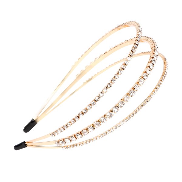 YISSION 1PC Rhinestone Headband for Women Girls Non Slip Gold Head Bands Fashion Jeweled Hairband Sparkly Crystal Headbands Wedding Headband Bridal Headpiece Hair Accessories for Women Girls