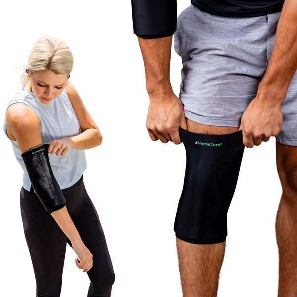 NatraCure Cold Therapy Compression Sleeve for Injuries & Pain Relief - Reusable Ice Sleeve for Arm, Forearm, Elbow, Knees - Ice Sleeve Pack Wrap for Leg, Shin, Calf, Ankle, Foot - L