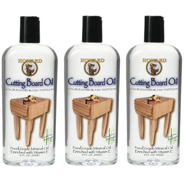 Howard Products BBB012 Butcher Block and Cutting Board Oil, 12-Ounce (3-Pack)