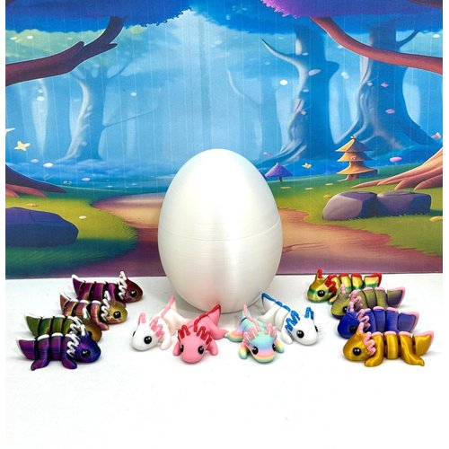 12pcs 3D Printed Articulated Mini Axolotl with Egg, Colorful Fidget Mini Axolotl Figures, Tiny Animal Figures, Birthday Party Decorations MA003-SET