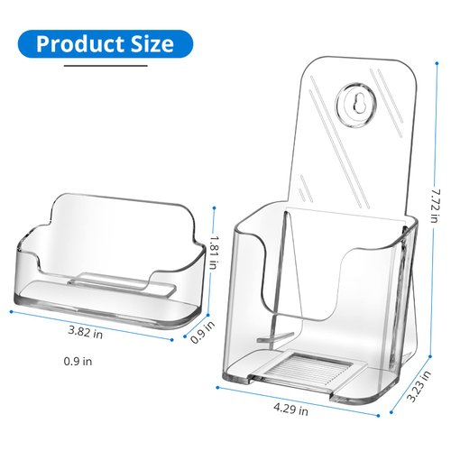 zavekia Acrylic Brochure Holder.4 inches Wide Brochure Holder Wall Mount Clear Countertop Organizer Literature Holders (2)