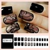 Generic Black Press on Nails Short Square Fake Nails Black nails press ons short Exquisite Acrylic Glue on Nails Short Coffin Designs Glossy Fake Nails Set Artificial Nails for Women Girls - 24Pcs