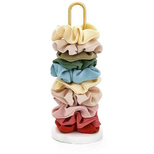 Mkono Scrunchies Holder Stand Hair Accessories Organizer Gold White Metal Scrunchies Tower Hold 25 - 35 Scrunchies Modern Vertical Hair Tie Organizer Jewelry Scrunchy Holder for Girls, White