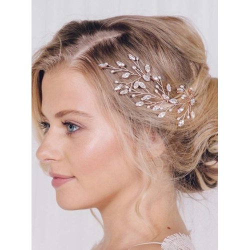 Denifery 3pcs Bridal Hair Pins Pearl Hair Pins Wedding Hair Pins Decretive Pins Wedding Hair Pins Flower Hair Pins Hair Accessories (Rose Gold)