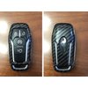 iJDMTOY Glossy Black Carbon Fiber Pattern Exact Fit Key Fob Shell w/Keychain Compatible with Ford/Lincoln 4/5-Button Intelligent Access Smart Key