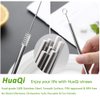 Set of 10 Stainless Steel Straws, HuaQi Bent Reusable Drinking Straws 10.5'' Long 0.24‘’ Dia for 30 oz Tumbler and 20 oz Tumbler, 2 Cleaning Brush Included