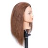 Mannequin Head with Human Hair 100% Human Hair Mannequin Head Hair Styling Training Head Cosmetology Manikin Head Doll Head for Hairdresser with Free Clamp 16-18(brown))