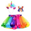 Simplicity Rainbow Tutu for Girls Princess Tutu Layered Tulle Dress up Toddler Tutu Skirt Unicorn Tutu with Headband Hair Bow