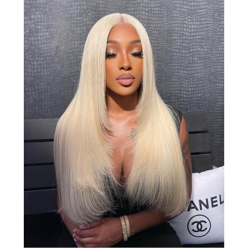 613 Lace Front Wig Human Hair Blonde 13X6 HD Transparent Lace Front Wigs Human Hair 200% Density Blonde Glueless Wigs Human Hair 613 HD Straight Lace Frontal Wigs Human Hair (613 Blonde, 24in)