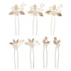 7 Pieces Gold U Shape Wedding Hair Pins for Bridesmaid Beads Leaf Wedding Hairpins Bridal Hair Clips for Bride Women and Flower Girls Hair Accessories