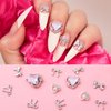 ANCIRS 28pcs 3D Nail Art Charms, Star Bowknot Heart Shaped Shiny Rhinestone Pearl Nail Jewelry Charms for Women Girls, Nail Gems for Acrylic Nails, Nail Art Decoration, Crafting Design